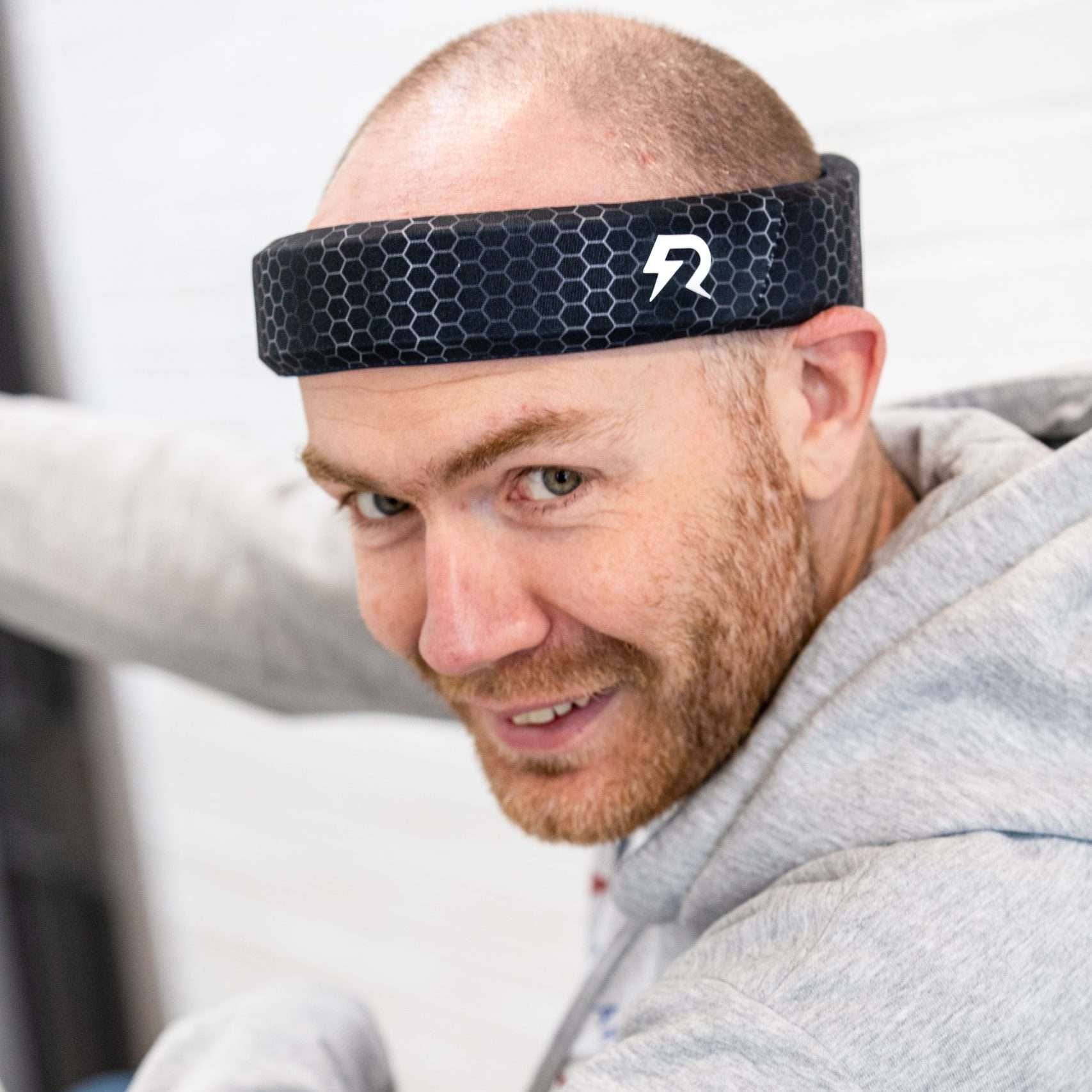 A man wearing Rezon Halos® adjunctive neuroprotection for seizures.