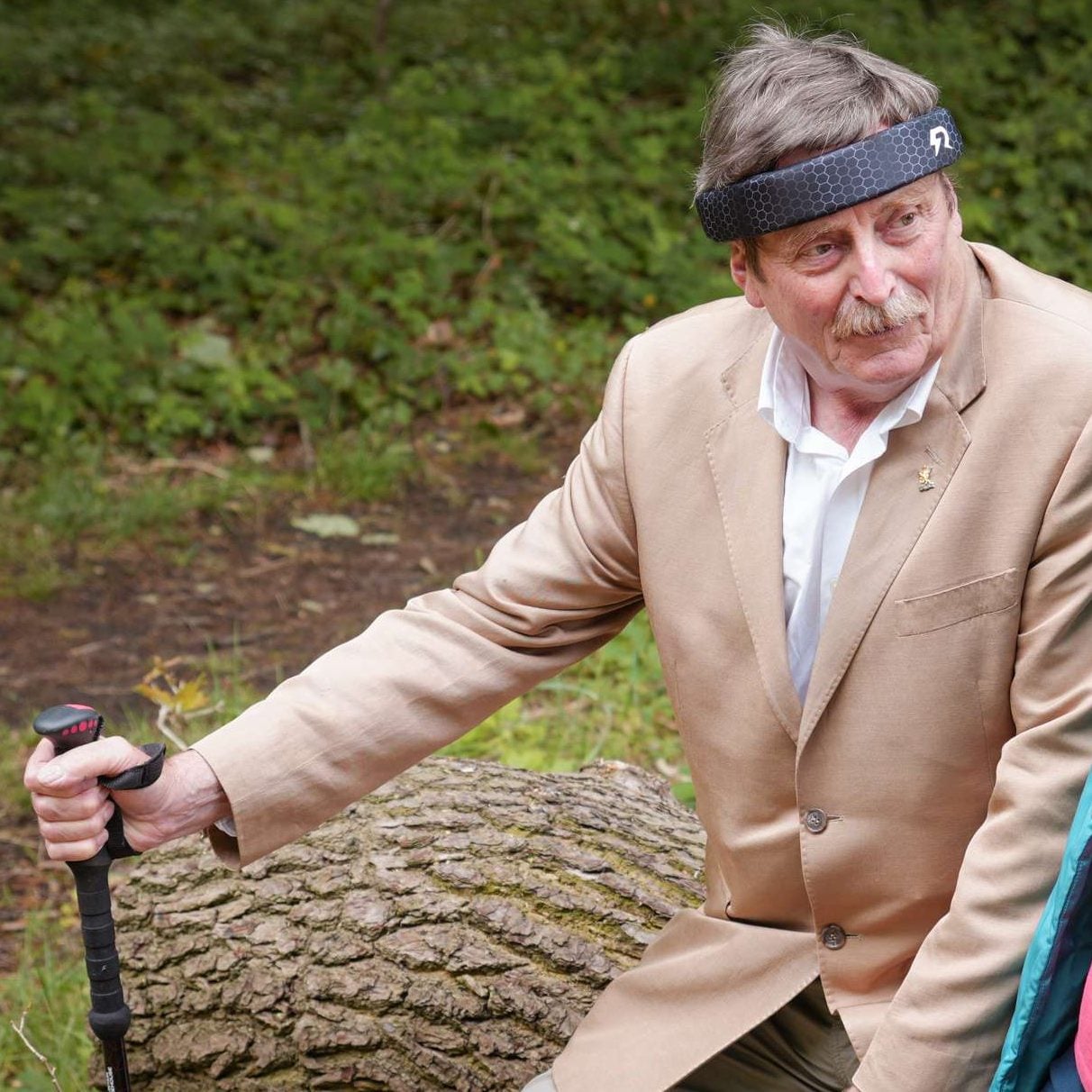 An elderly man wearing Rezon Halos® brain protection.