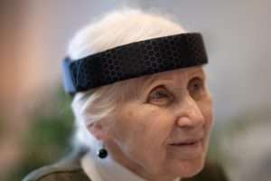 A patient with Alzheimer’s disease wearing Rezon Halos® brain protection to reduce fall risk. A patient with Alzheimer's disease wearing Rezon Halos® brain protection to reduce fall risk.